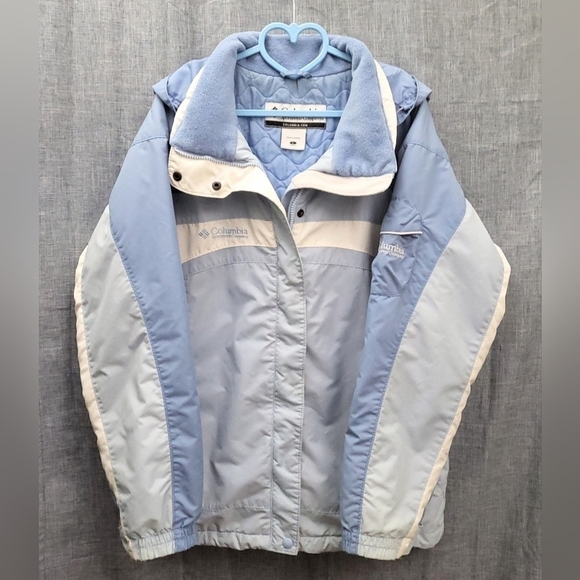 COLUMBIA Winter Shell / Jacket with Hide Away Hood in Blue White (Size L) - Picture 6 of 16